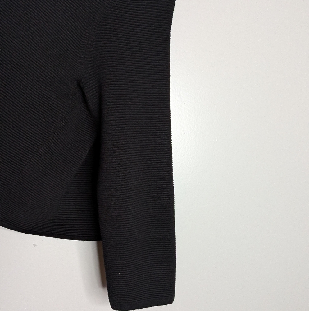 Charter Club Cardigan Sweater Black TexturedOpen Front Cropped‎ Size M - Picture 8 of 16